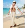 imageCOOFANDY Mens Cotton Linen Pants Lightweight Casual Linen Dress Pants Drawstring Summer Beach TrousersCream