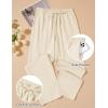 imageCOOFANDY Mens Cotton Linen Pants Lightweight Casual Linen Dress Pants Drawstring Summer Beach TrousersCream