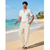 imageCOOFANDY Mens Cotton Linen Pants Lightweight Casual Linen Dress Pants Drawstring Summer Beach TrousersCream