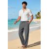 imageCOOFANDY Mens Cotton Linen Pants Lightweight Casual Linen Dress Pants Drawstring Summer Beach TrousersDark Grey