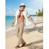 imageCOOFANDY Mens Cotton Linen Pants Lightweight Casual Linen Dress Pants Drawstring Summer Beach TrousersKhaki