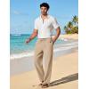 imageCOOFANDY Mens Cotton Linen Pants Lightweight Casual Linen Dress Pants Drawstring Summer Beach TrousersKhaki