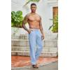 imageCOOFANDY Mens Cotton Linen Pants Lightweight Casual Linen Dress Pants Drawstring Summer Beach TrousersLight Blue