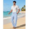 imageCOOFANDY Mens Cotton Linen Pants Lightweight Casual Linen Dress Pants Drawstring Summer Beach TrousersLight Blue