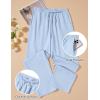 imageCOOFANDY Mens Cotton Linen Pants Lightweight Casual Linen Dress Pants Drawstring Summer Beach TrousersLight Blue
