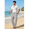 imageCOOFANDY Mens Cotton Linen Pants Lightweight Casual Linen Dress Pants Drawstring Summer Beach TrousersLight Grey