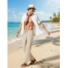 imageCOOFANDY Mens Cotton Linen Pants Lightweight Casual Linen Dress Pants Drawstring Summer Beach TrousersLight Khaki