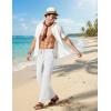 imageCOOFANDY Mens Cotton Linen Pants Lightweight Casual Linen Dress Pants Drawstring Summer Beach TrousersWhite