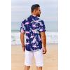 imageCOOFANDY Mens Hawaiian Shirt Short Sleeve Button Down Shirts Tropical Floral Summer Beach ShirtsBlue  Flamingo
