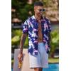 imageCOOFANDY Mens Hawaiian Shirt Short Sleeve Button Down Shirts Tropical Floral Summer Beach ShirtsBlue  Flamingo