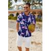 imageCOOFANDY Mens Hawaiian Shirt Short Sleeve Button Down Shirts Tropical Floral Summer Beach ShirtsBlue  Flamingo