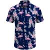 imageCOOFANDY Mens Hawaiian Shirt Short Sleeve Button Down Shirts Tropical Floral Summer Beach ShirtsBlue  Flamingo