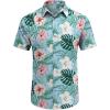 imageCOOFANDY Mens Hawaiian Shirt Short Sleeve Button Down Shirts Tropical Floral Summer Beach ShirtsLight Aqua  Tropical Floral
