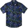 imageCOOFANDY Mens Hawaiian Shirts Short Sleeve Button Down Aloha Shirt Casual Beach ClothesBluegreen Fern Leaves