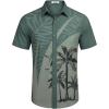 imageCOOFANDY Mens Hawaiian Shirts Short Sleeve Button Down Aloha Shirt Casual Beach ClothesDark Green Palm Tree