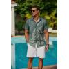 imageCOOFANDY Mens Hawaiian Shirts Short Sleeve Button Down Aloha Shirt Casual Beach ClothesDark Green Palm Tree