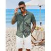 imageCOOFANDY Mens Hawaiian Shirts Short Sleeve Button Down Aloha Shirt Casual Beach ClothesDark Green Palm Tree