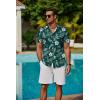 imageCOOFANDY Mens Hawaiian Shirts Short Sleeve Button Down Aloha Shirt Casual Beach ClothesGreen Fern Leaves