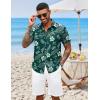imageCOOFANDY Mens Hawaiian Shirts Short Sleeve Button Down Aloha Shirt Casual Beach ClothesGreen Fern Leaves