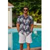 imageCOOFANDY Mens Hawaiian Shirts Short Sleeve Button Down Aloha Shirt Casual Beach ClothesNavy Blue Palm Leaves