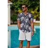 imageCOOFANDY Mens Hawaiian Shirts Short Sleeve Button Down Aloha Shirt Casual Beach ClothesNavy Blue Palm Leaves