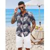 imageCOOFANDY Mens Hawaiian Shirts Short Sleeve Button Down Aloha Shirt Casual Beach ClothesNavy Blue Palm Leaves