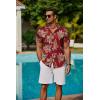 imageCOOFANDY Mens Hawaiian Shirts Short Sleeve Button Down Aloha Shirt Casual Beach ClothesRed Fern Leaves