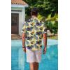 imageCOOFANDY Mens Hawaiian Shirts Short Sleeve Casual Button Down Tropical Beach ShirtLight Yellow  Navy Blue