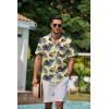 imageCOOFANDY Mens Hawaiian Shirts Short Sleeve Casual Button Down Tropical Beach ShirtLight Yellow  Navy Blue