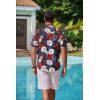 imageCOOFANDY Mens Hawaiian Shirts Short Sleeve Casual Button Down Tropical Beach ShirtWine Red  Black