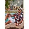 imageCOOFANDY Mens Hawaiian Shirts Short Sleeve Casual Button Down Tropical Beach ShirtWine Red  Black