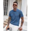 imageCOOFANDY Mens Knit Polo Shirts Short Sleeve Ribbed Textured Polo Shirt Lightweight Casual Golf Shirts Collared T ShirtDenim Blue