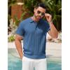 imageCOOFANDY Mens Knit Polo Shirts Short Sleeve Ribbed Textured Polo Shirt Lightweight Casual Golf Shirts Collared T ShirtDenim Blue