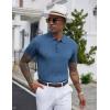 imageCOOFANDY Mens Knit Polo Shirts Short Sleeve Ribbed Textured Polo Shirt Lightweight Casual Golf Shirts Collared T ShirtDenim Blue