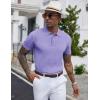 imageCOOFANDY Mens Knit Polo Shirts Short Sleeve Ribbed Textured Polo Shirt Lightweight Casual Golf Shirts Collared T ShirtLight Purple
