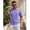 imageCOOFANDY Mens Knit Polo Shirts Short Sleeve Ribbed Textured Polo Shirt Lightweight Casual Golf Shirts Collared T ShirtLight Purple