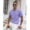 imageCOOFANDY Mens Knit Polo Shirts Short Sleeve Ribbed Textured Polo Shirt Lightweight Casual Golf Shirts Collared T ShirtLight Purple