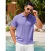 imageCOOFANDY Mens Knit Polo Shirts Short Sleeve Ribbed Textured Polo Shirt Lightweight Casual Golf Shirts Collared T ShirtLight Purple
