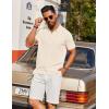 imageCOOFANDY Mens Knit Short Sleeve Button Down Polo ShirtsBeige