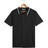 imageCOOFANDY Mens Knit Short Sleeve Button Down Polo ShirtsBlack  White