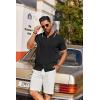 imageCOOFANDY Mens Knit Short Sleeve Button Down Polo ShirtsBlack  White