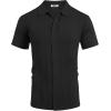 imageCOOFANDY Mens Knit Short Sleeve Button Down Polo ShirtsBlack