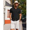 imageCOOFANDY Mens Knit Short Sleeve Button Down Polo ShirtsBlack