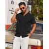 imageCOOFANDY Mens Knit Short Sleeve Button Down Polo ShirtsBlack