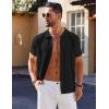 imageCOOFANDY Mens Knit Short Sleeve Button Down Polo ShirtsBlack