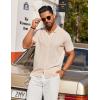imageCOOFANDY Mens Knit Short Sleeve Button Down Polo ShirtsCream