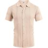 imageCOOFANDY Mens Knit Short Sleeve Button Down Polo ShirtsCream