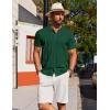 imageCOOFANDY Mens Knit Short Sleeve Button Down Polo ShirtsGreen