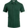imageCOOFANDY Mens Knit Short Sleeve Button Down Polo ShirtsGreen