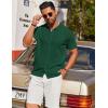 imageCOOFANDY Mens Knit Short Sleeve Button Down Polo ShirtsGreen